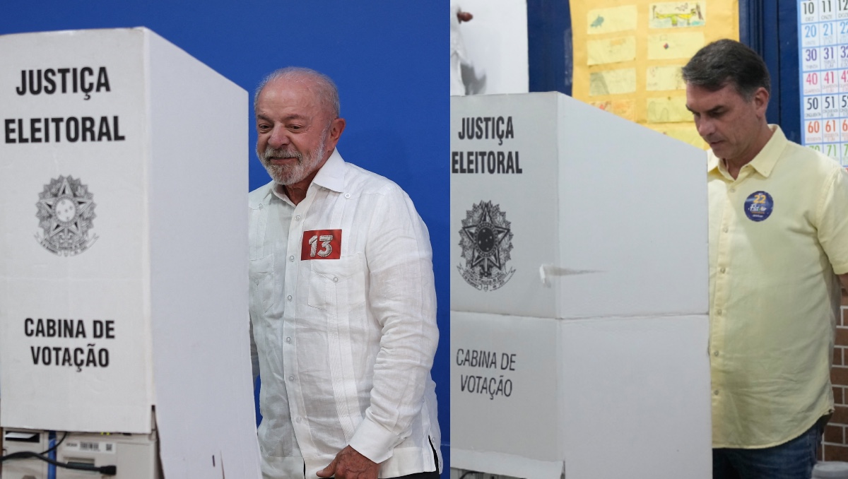 El candidato presidencial brasileño Flavio Bolsonaro y el presidente Lula da Silva votan. | Reuters