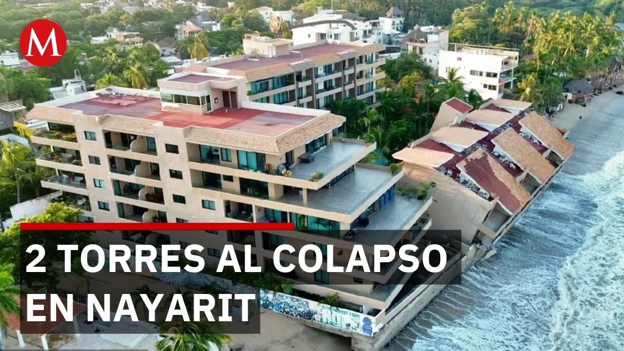 Edificio inclinado en Nayarit genera riesgo de colapso sobre la playa