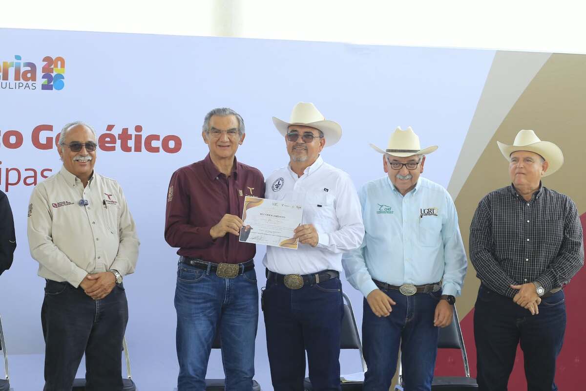 El gobernador Américo Villarreal encabezó el evento de Mejoramiento Genético durante la Feria Tamaulipas 2026, donde se anunciaron apoyos y proyectos