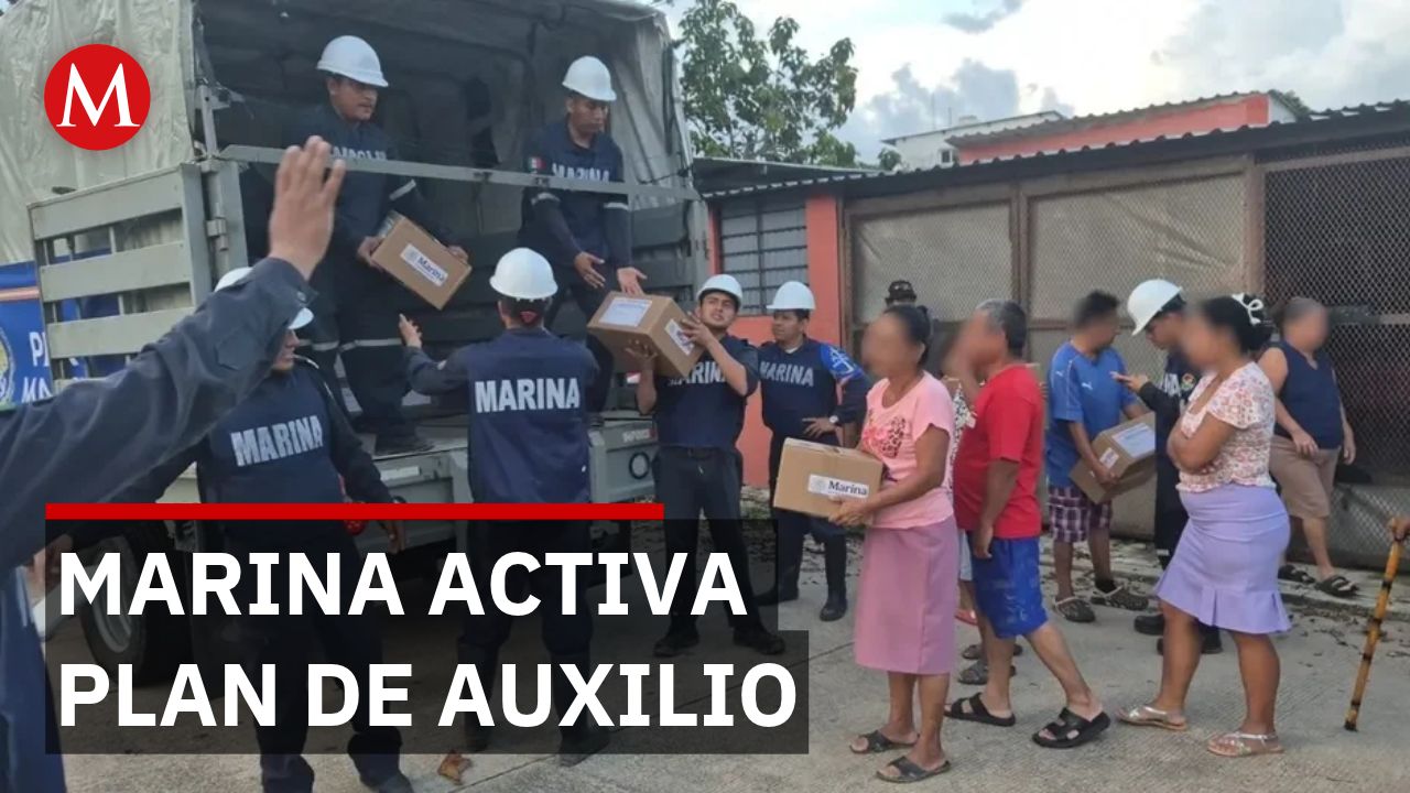 Marina reparte 1 mil despensas tras frente frío en Veracruz