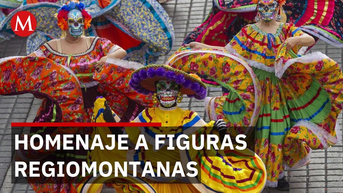 Familias de Monterrey celebran tradición en el desfile de las calaveras