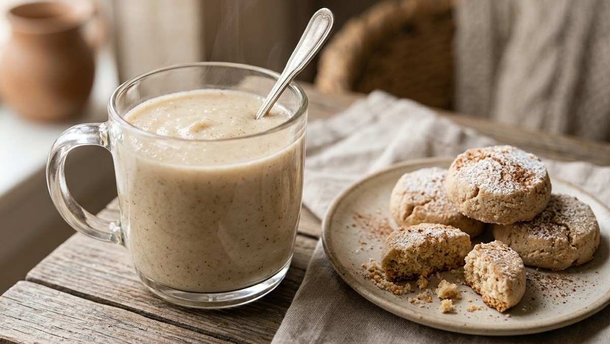 El atole de polvorón es una alternativa cremosa y fácil de preparar para disfrutar durante los días fríos. | FOTO: MILENIO