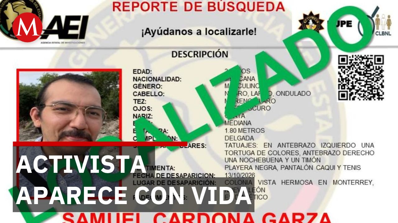 Samuel Cardona Garza es localizado con vida en Monterrey tras desaparecer