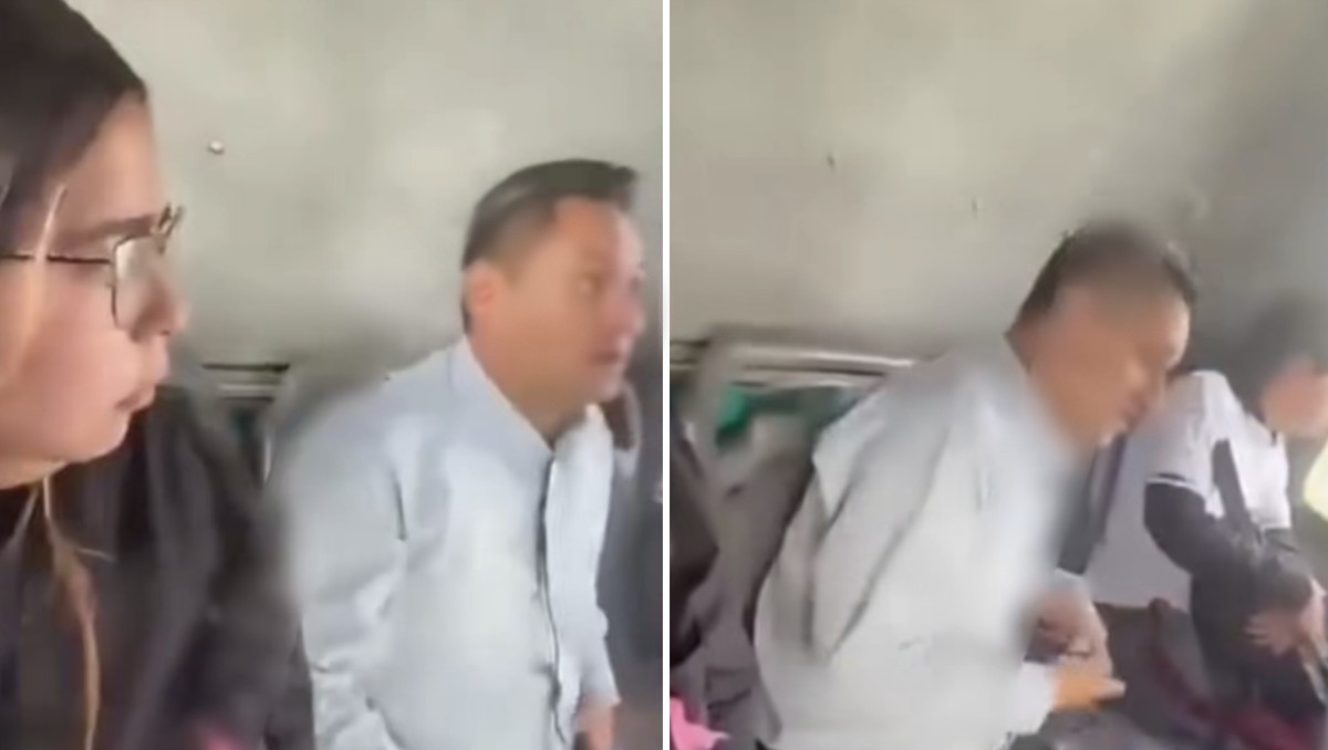 Captan a hombre tomando fotos a una mujer en microbús (RS)