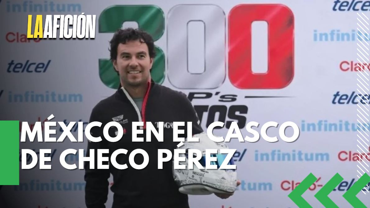 Checo Pérez presenta casco con Quetzalcóatl por sus 300 grandes premios