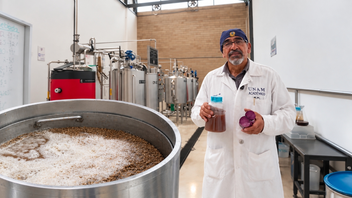 Agustín Reyo, académico de la Facultad de Química, dio a conocer el proceso de la elaboración. (Foto: Hernán Cortés)