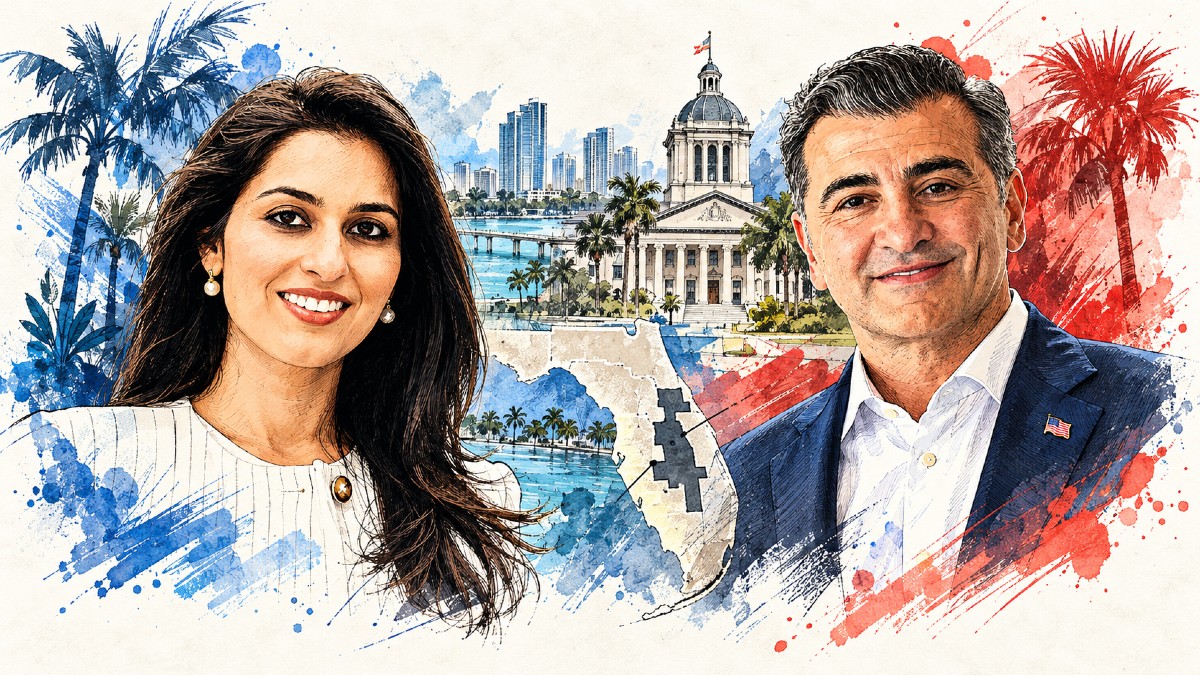 La demócrata Pia Dandiya y el republicano Casey Askar buscan escaño en la Cámara de Representantes | Imagen creada con IA